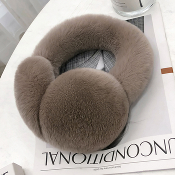 Protecții pentru urechi din blană de iepure naturală, iarnă, pliabile, pentru copii