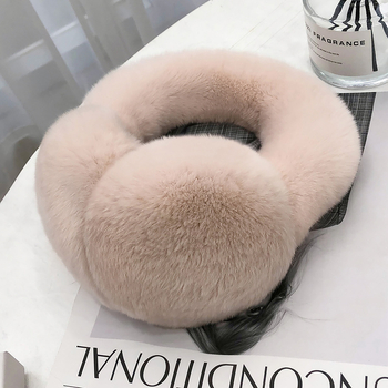 Protecții pentru urechi din blană de iepure naturală, iarnă, pliabile, pentru copii