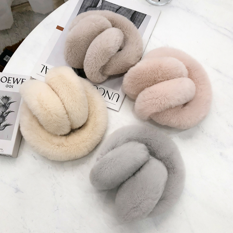 Protecții pentru urechi din blană de iepure naturală, iarnă, pliabile, pentru copii