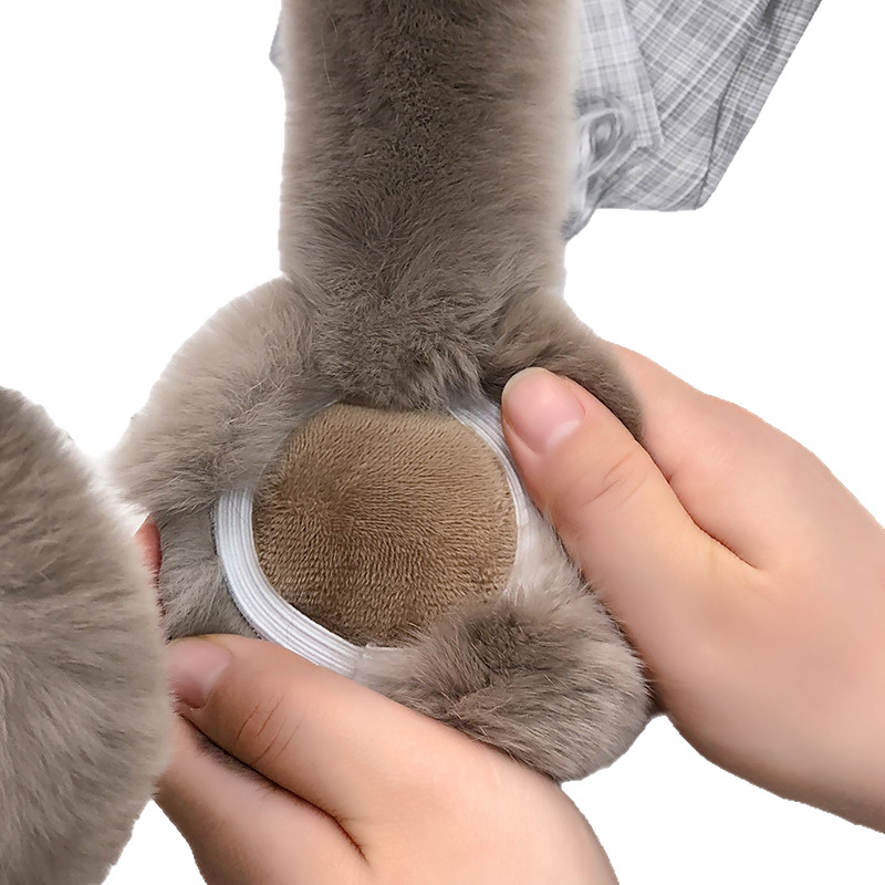 Protecții pentru urechi din blană de iepure naturală, iarnă, pliabile, pentru copii