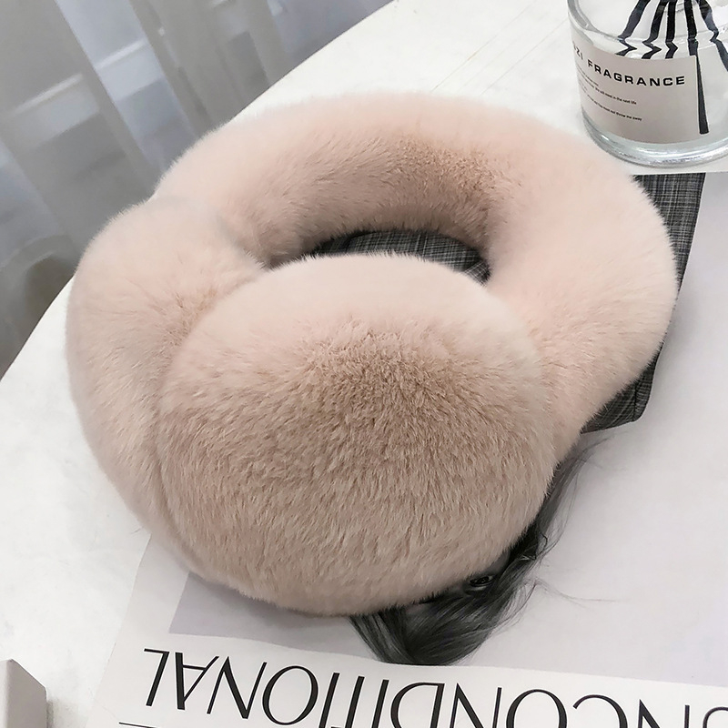 Protecții pentru urechi din blană de iepure naturală, iarnă, pliabile, pentru copii