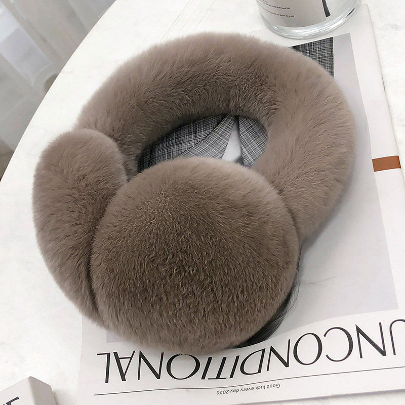 Protecții pentru urechi din blană de iepure naturală, iarnă, pliabile, pentru copii