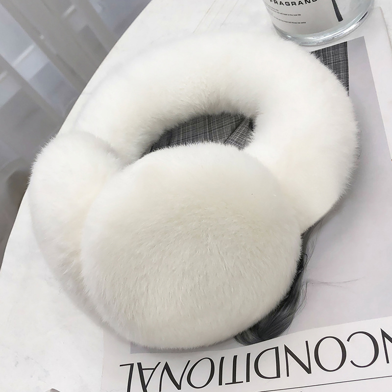 Protecții pentru urechi din blană de iepure naturală, iarnă, pliabile, pentru copii