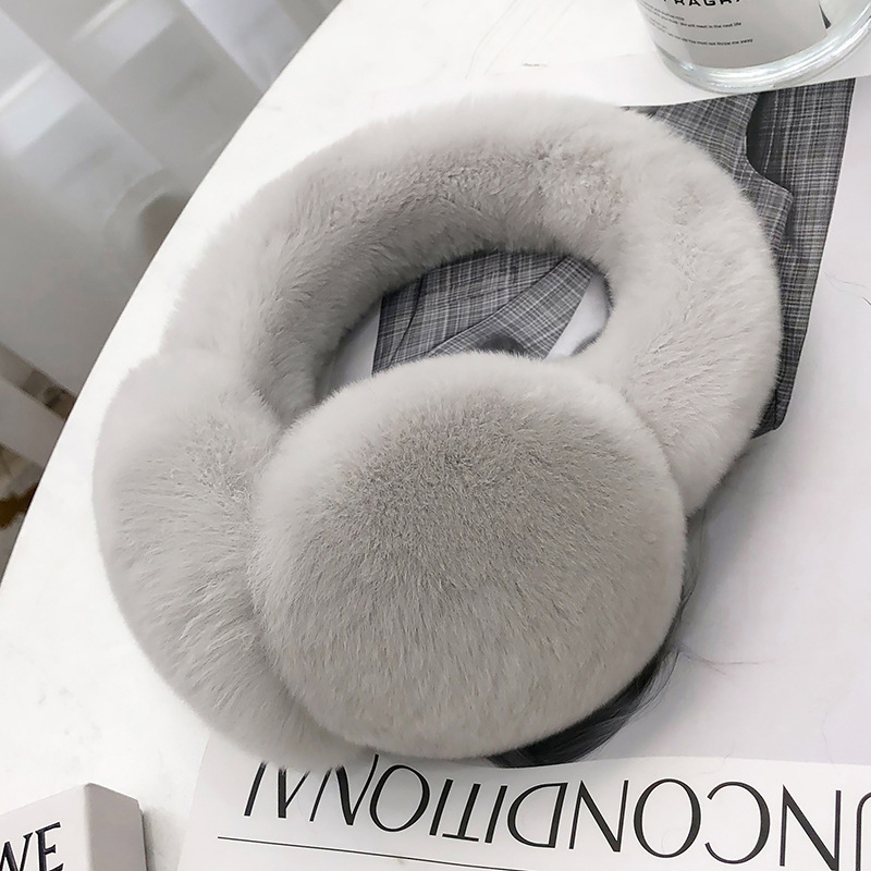 Protecții pentru urechi din blană de iepure naturală, iarnă, pliabile, pentru copii