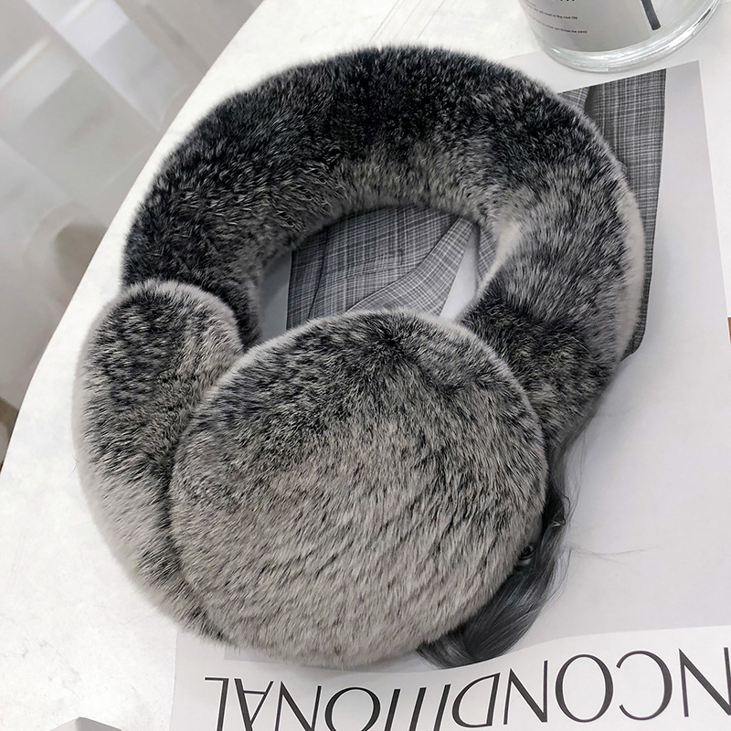 Protecții pentru urechi din blană de iepure naturală, iarnă, pliabile, pentru copii