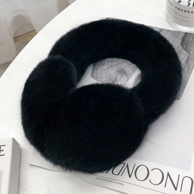 Protecții pentru urechi din blană de iepure naturală, iarnă, pliabile, pentru copii