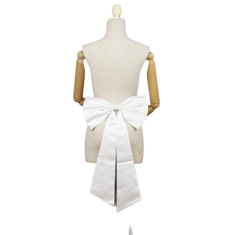 Išimama satino juostelė juosmeniui su dideliu nugaros kaspinu vestuvinei suknelei, užsegimas smeigtuku, plotis 2–4 cm