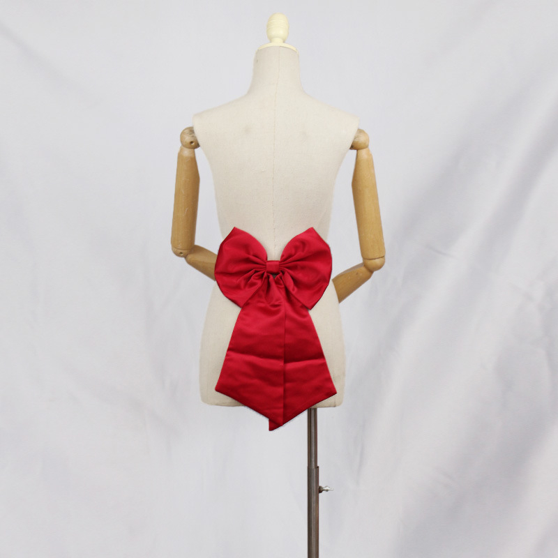 Išimama satino juostelė juosmeniui su dideliu nugaros kaspinu vestuvinei suknelei, užsegimas smeigtuku, plotis 2–4 cm