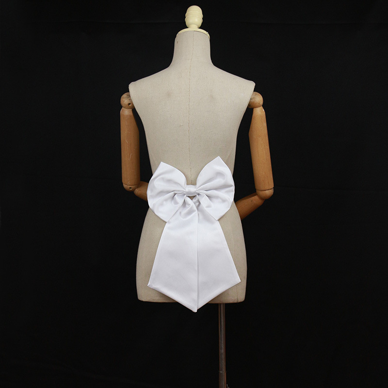 Išimama satino juostelė juosmeniui su dideliu nugaros kaspinu vestuvinei suknelei, užsegimas smeigtuku, plotis 2–4 cm