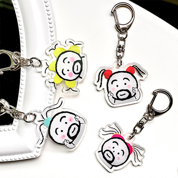 Akrilinis raktų pakabukas su animaciniu motyvu mergina su barzda, mielas ir juokingas dizainas geriausioms draugėms