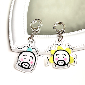 Akrilinis raktų pakabukas su animaciniu motyvu mergina su barzda, mielas ir juokingas dizainas geriausioms draugėms