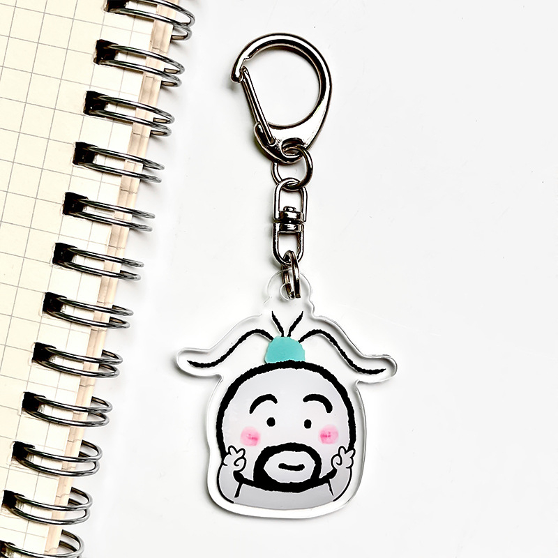 Akrilinis raktų pakabukas su animaciniu motyvu mergina su barzda, mielas ir juokingas dizainas geriausioms draugėms