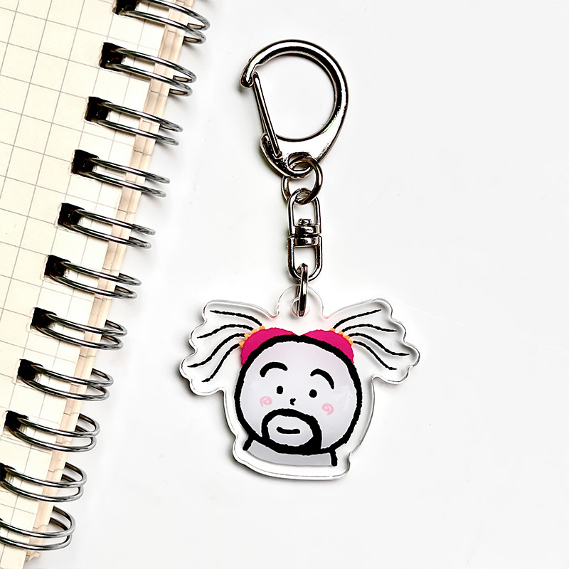 Akrilinis raktų pakabukas su animaciniu motyvu mergina su barzda, mielas ir juokingas dizainas geriausioms draugėms