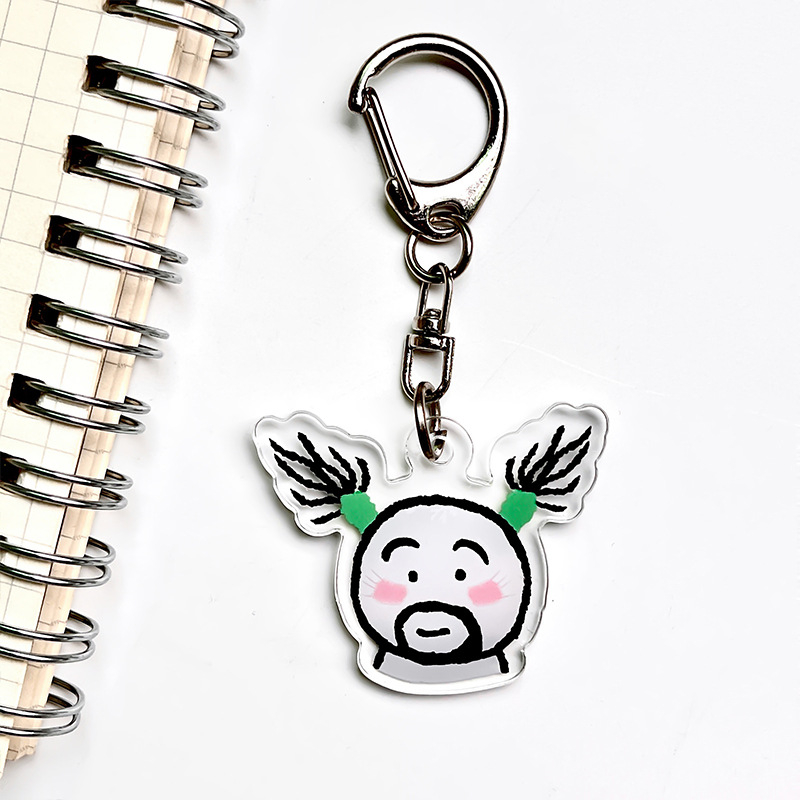 Akrilinis raktų pakabukas su animaciniu motyvu mergina su barzda, mielas ir juokingas dizainas geriausioms draugėms