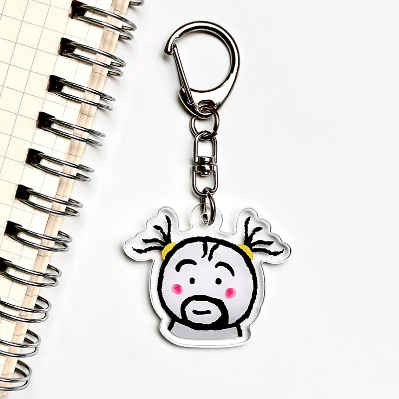 Akrilinis raktų pakabukas su animaciniu motyvu mergina su barzda, mielas ir juokingas dizainas geriausioms draugėms