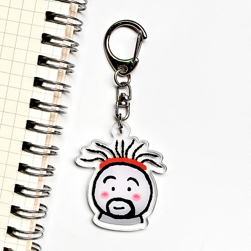 Akrilinis raktų pakabukas su animaciniu motyvu mergina su barzda, mielas ir juokingas dizainas geriausioms draugėms