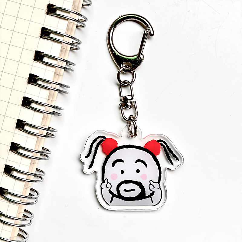 Akrilinis raktų pakabukas su animaciniu motyvu mergina su barzda, mielas ir juokingas dizainas geriausioms draugėms