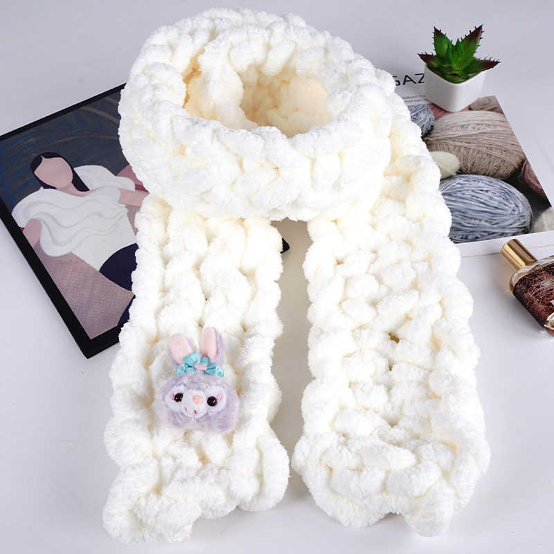 Piršto šalikas (oro srauto verpimas; siūlai pynimas; rankų mezgimas)