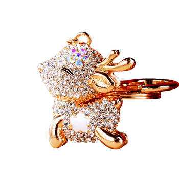 Automobilių raktų pakabukas su elnio motyvu, rhinestones, iš cinko lydinio, metalinis raktų žiedas, rankinės pakabukas, tautinis stilius