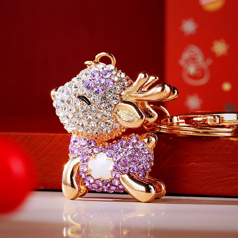 Automobilių raktų pakabukas su elnio motyvu, rhinestones, iš cinko lydinio, metalinis raktų žiedas, rankinės pakabukas, tautinis stilius