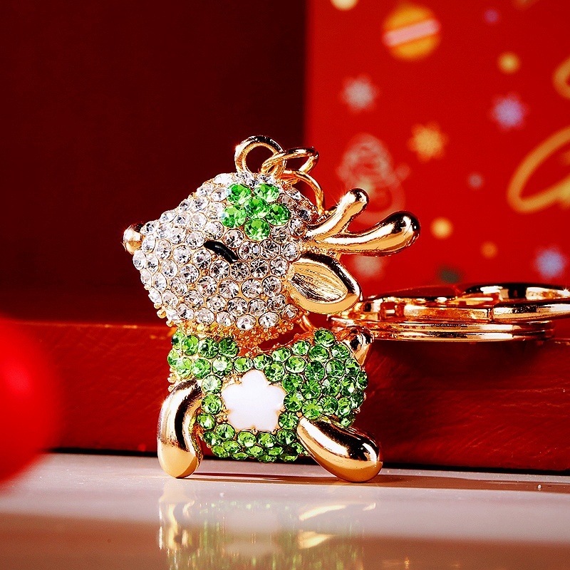 Automobilių raktų pakabukas su elnio motyvu, rhinestones, iš cinko lydinio, metalinis raktų žiedas, rankinės pakabukas, tautinis stilius