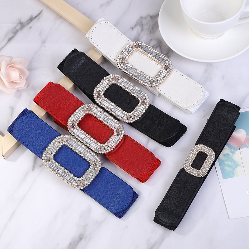 Curea elastică lată pentru talie, pentru rochie/pulover cu geacă de puf – metal, cerc simplu, 60–80 cm