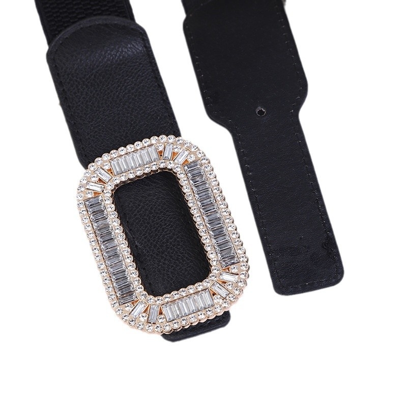 Curea elastică lată pentru talie, pentru rochie/pulover cu geacă de puf – metal, cerc simplu, 60–80 cm