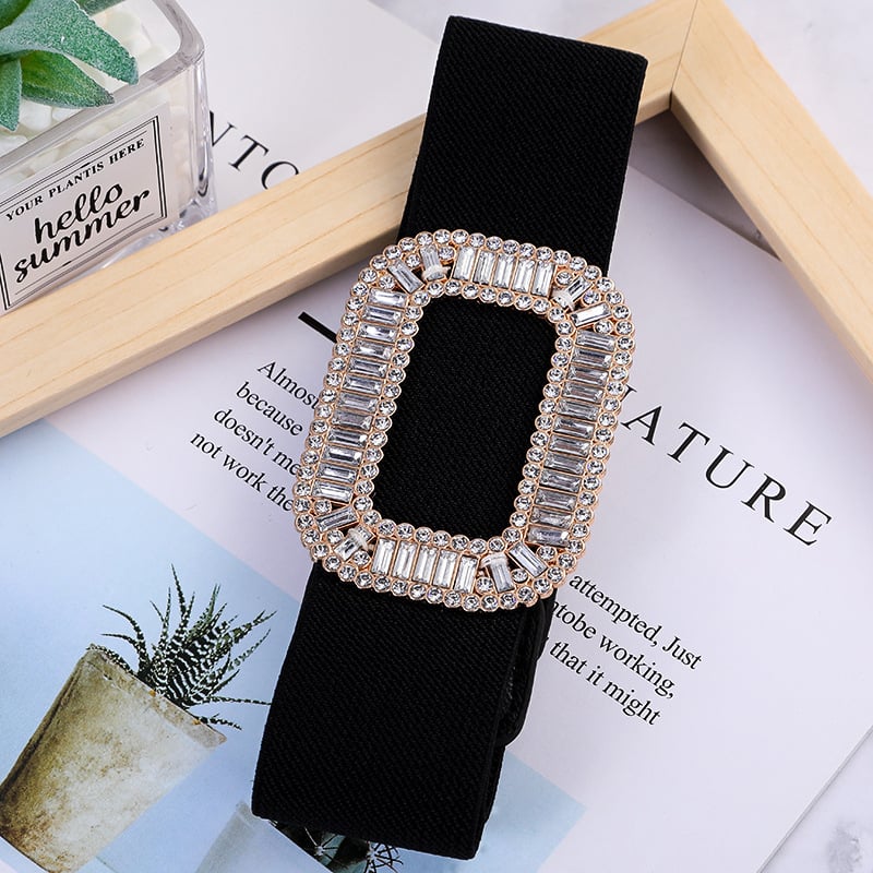 Curea elastică lată pentru talie, pentru rochie/pulover cu geacă de puf – metal, cerc simplu, 60–80 cm