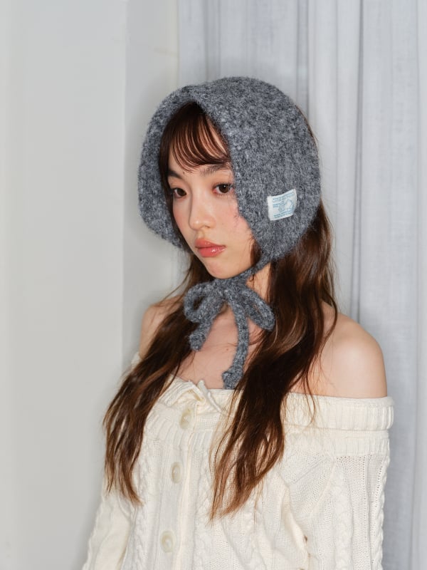 Kootud sall kõrvakaitsega, kahekordne kasutus, monokromaatne kudum, naise mudel, talve, sügise ja kevade jaoks