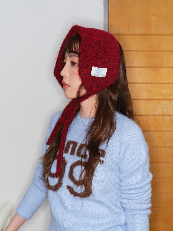 Kootud sall kõrvakaitsega, kahekordne kasutus, monokromaatne kudum, naise mudel, talve, sügise ja kevade jaoks