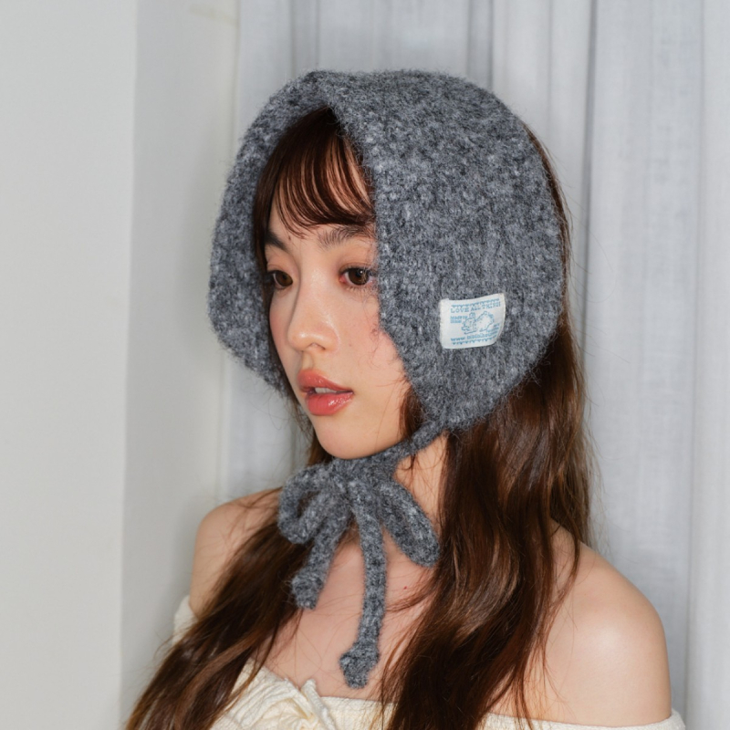 Kootud sall kõrvakaitsega, kahekordne kasutus, monokromaatne kudum, naise mudel, talve, sügise ja kevade jaoks