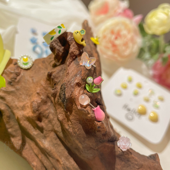 Youmi kõrvarõngad tsinksegust värvikattega, süda-kujundused, lill, pael, Yiwu päritolu