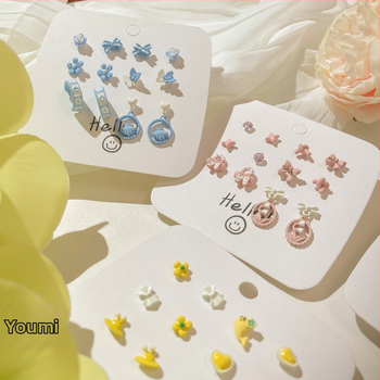 Youmi kõrvarõngad tsinksegust värvikattega, süda-kujundused, lill, pael, Yiwu päritolu