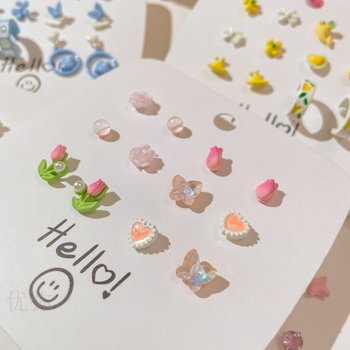 Youmi kõrvarõngad tsinksegust värvikattega, süda-kujundused, lill, pael, Yiwu päritolu