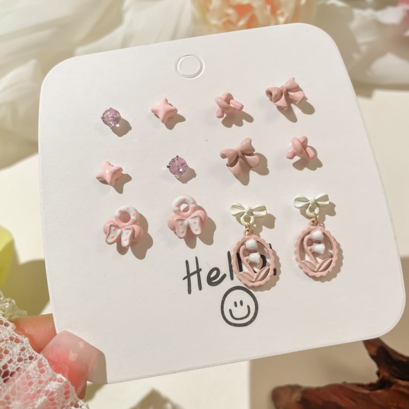 Youmi kõrvarõngad tsinksegust värvikattega, süda-kujundused, lill, pael, Yiwu päritolu