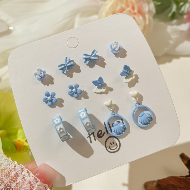 Youmi kõrvarõngad tsinksegust värvikattega, süda-kujundused, lill, pael, Yiwu päritolu