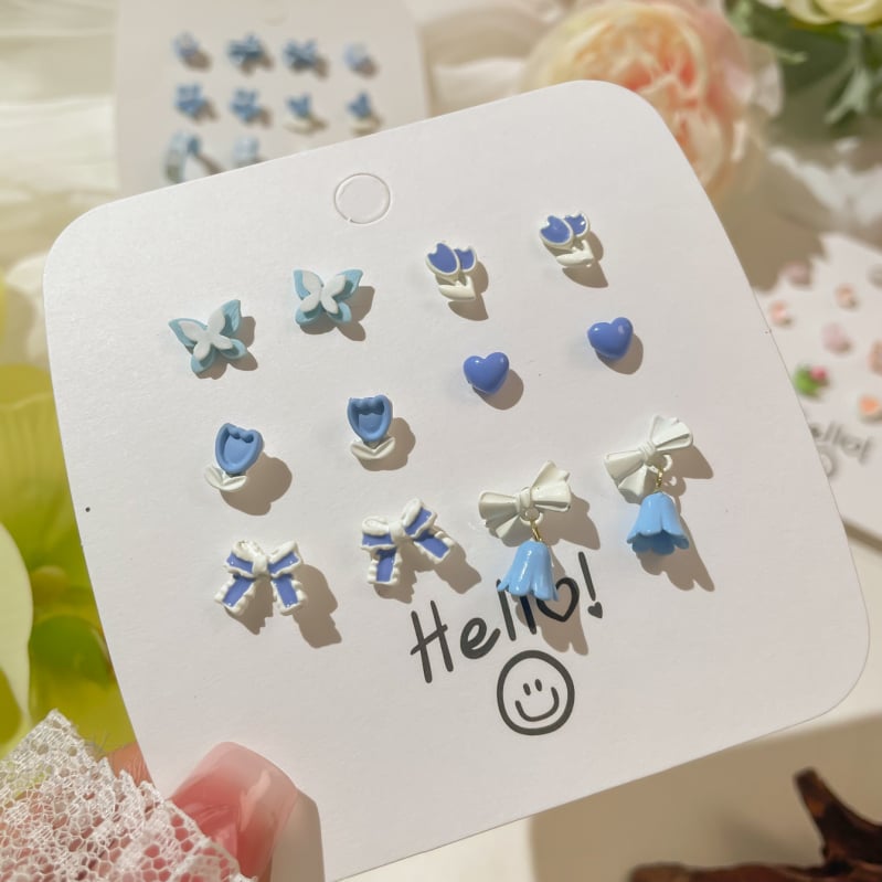 Youmi kõrvarõngad tsinksegust värvikattega, süda-kujundused, lill, pael, Yiwu päritolu