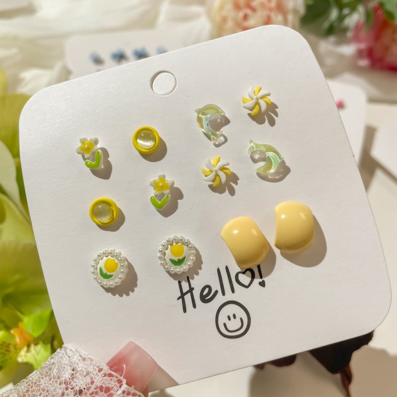 Youmi kõrvarõngad tsinksegust värvikattega, süda-kujundused, lill, pael, Yiwu päritolu