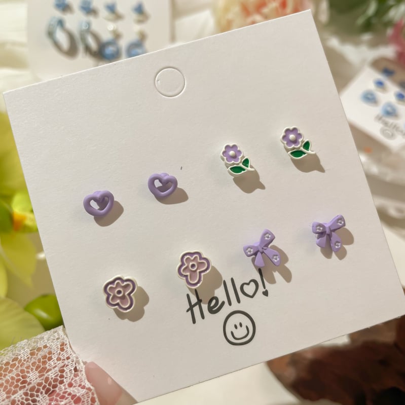 Youmi kõrvarõngad tsinksegust värvikattega, süda-kujundused, lill, pael, Yiwu päritolu