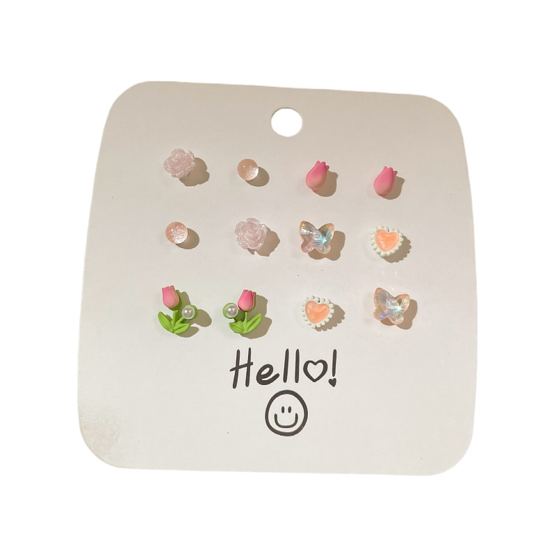 Youmi kõrvarõngad tsinksegust värvikattega, süda-kujundused, lill, pael, Yiwu päritolu