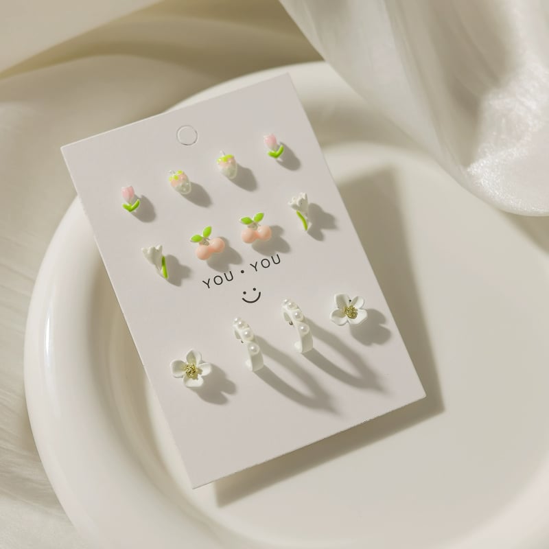 Youmi kõrvarõngad tsinksegust värvikattega, süda-kujundused, lill, pael, Yiwu päritolu