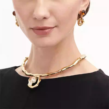 Kaelakee tüüp, kunstkristallripats, tsingi sulam, O-tüüpi ahela, 54 g, Euroopa-Ameerika keskaja stiil