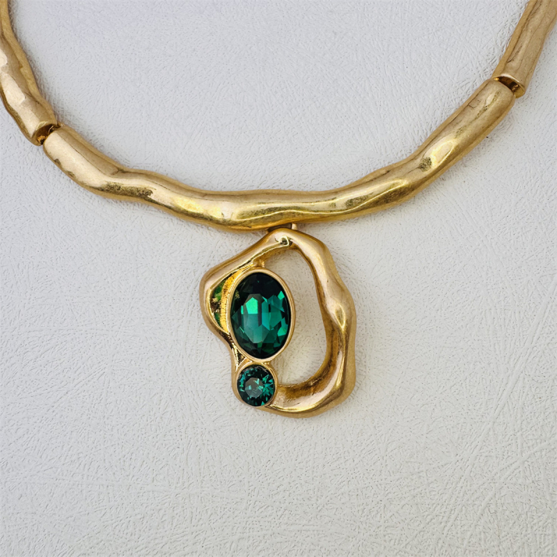 Kaelakee tüüp, kunstkristallripats, tsingi sulam, O-tüüpi ahela, 54 g, Euroopa-Ameerika keskaja stiil