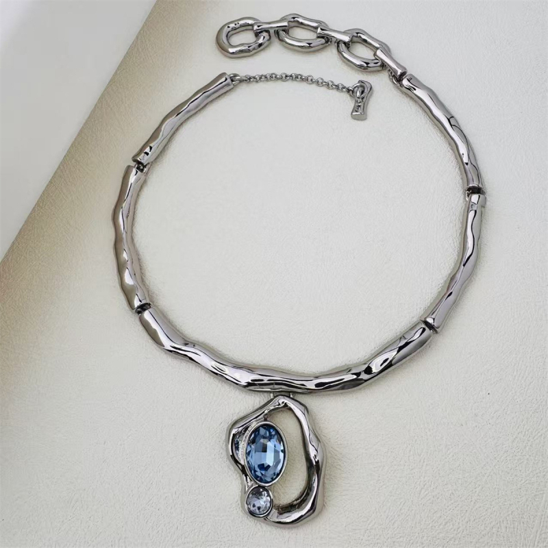 Kaelakee tüüp, kunstkristallripats, tsingi sulam, O-tüüpi ahela, 54 g, Euroopa-Ameerika keskaja stiil