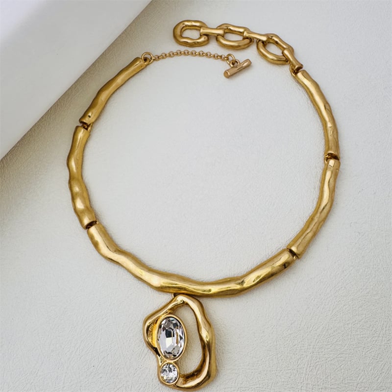 Kaelakee tüüp, kunstkristallripats, tsingi sulam, O-tüüpi ahela, 54 g, Euroopa-Ameerika keskaja stiil