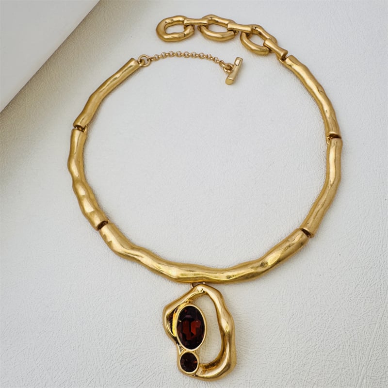 Kaelakee tüüp, kunstkristallripats, tsingi sulam, O-tüüpi ahela, 54 g, Euroopa-Ameerika keskaja stiil