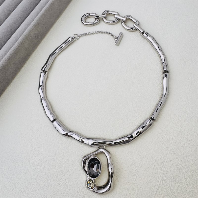 Kaelakee tüüp, kunstkristallripats, tsingi sulam, O-tüüpi ahela, 54 g, Euroopa-Ameerika keskaja stiil