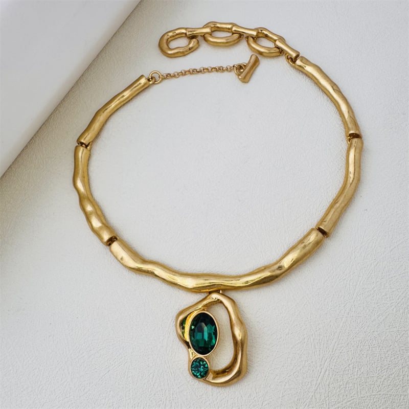 Kaelakee tüüp, kunstkristallripats, tsingi sulam, O-tüüpi ahela, 54 g, Euroopa-Ameerika keskaja stiil