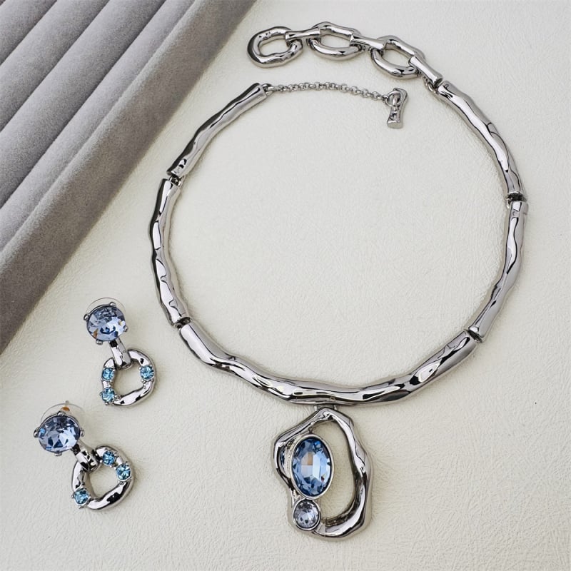 Kaelakee tüüp, kunstkristallripats, tsingi sulam, O-tüüpi ahela, 54 g, Euroopa-Ameerika keskaja stiil