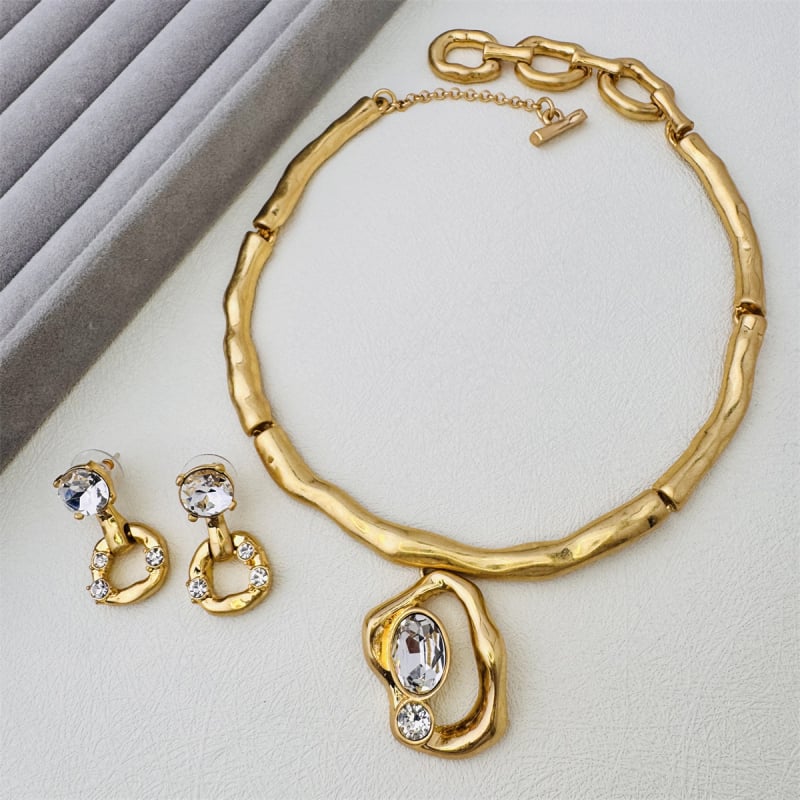 Kaelakee tüüp, kunstkristallripats, tsingi sulam, O-tüüpi ahela, 54 g, Euroopa-Ameerika keskaja stiil